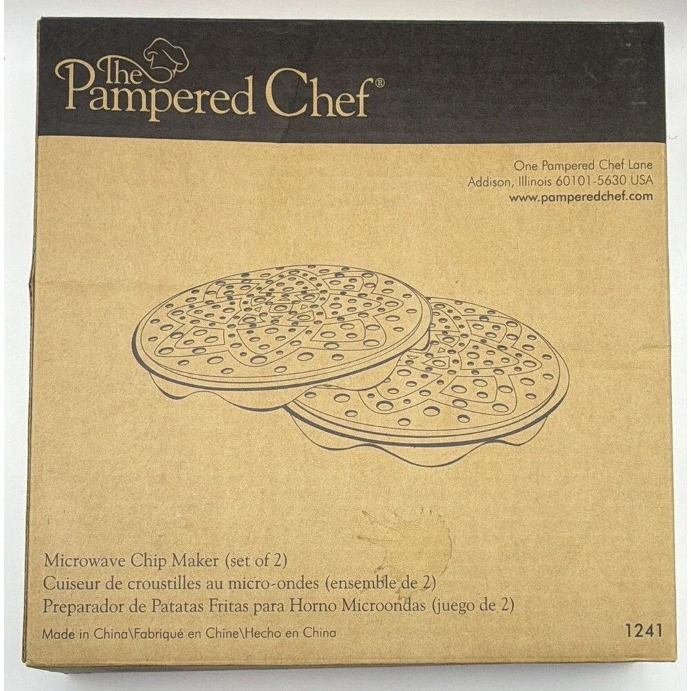 The Pampered Chef Microwave Chip Maker Set of 2, 11in Plastic Beige/Black 1241